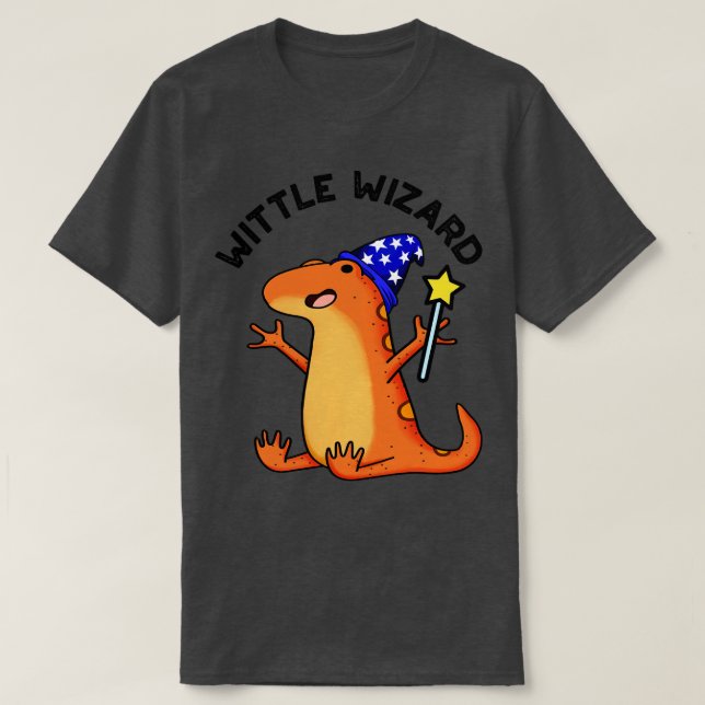 Wittle Wizard Funny Lizard Puns 1 T-Shirt (Design Front)