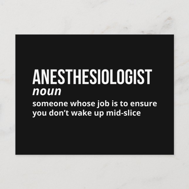 Witty Anesthesiologist Definition Card (Front)