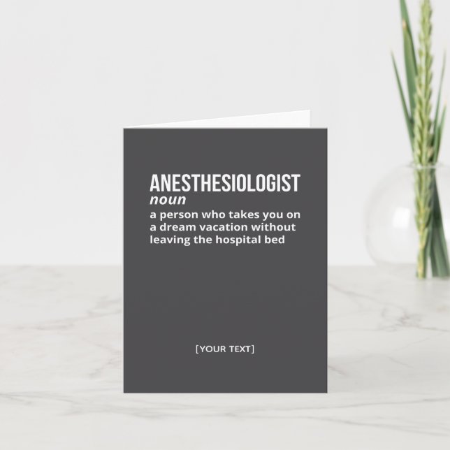 Witty Anesthesiologist Definition Greeting Card (Front)