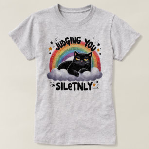 Witty Cat Graphic Tee - Judging You Silently