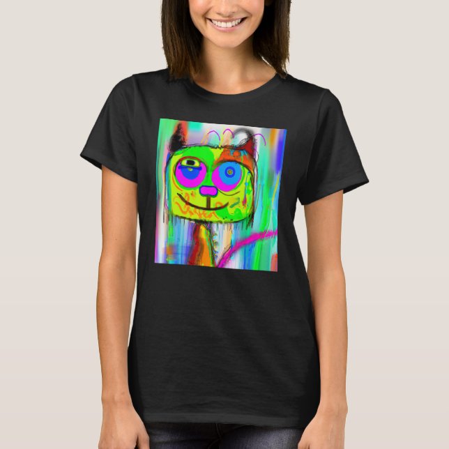 Witty cat meow humourous kitty portrait cute kitte T-Shirt (Front)