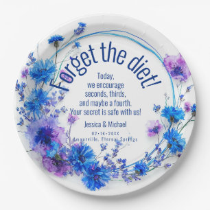 💍 Witty Cornflowers and Lavender Elegance Paper Plate