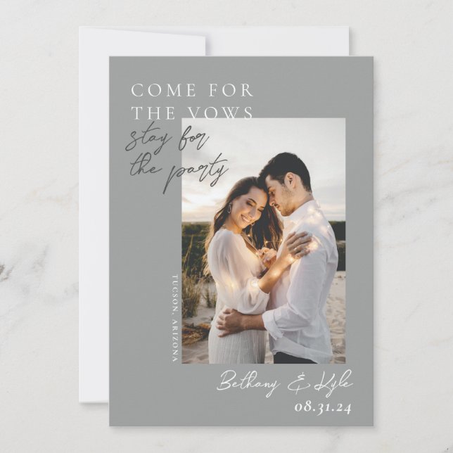Witty Grey Photo Save The Date Invitation (Front)