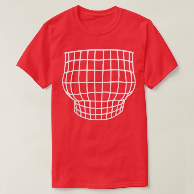 Witty Grid Magnified Chest Optical Illusion  T-Shirt (Design Front)