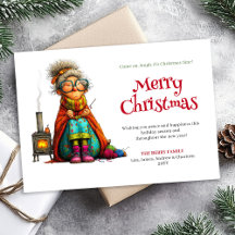 Witty Holiday Woman Editable Digital Greeting
