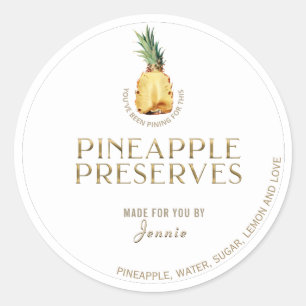 Witty Logo Design Elegant Pineapple Preserves Classic Round Sticker