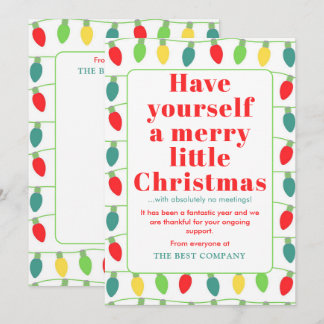 Witty Modern Retro Business Christmas Lights Card