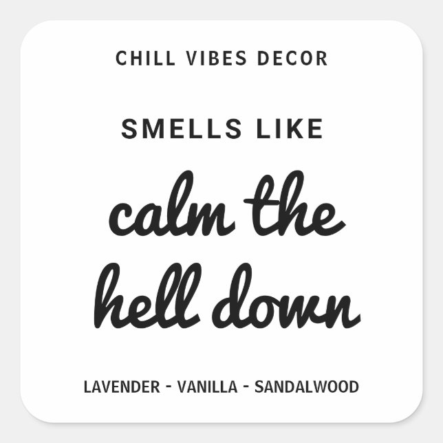 Witty Modern White Soy Candle Labels (Front)