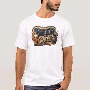 Witty Orange BEER AND CHILL Print T-Shirt