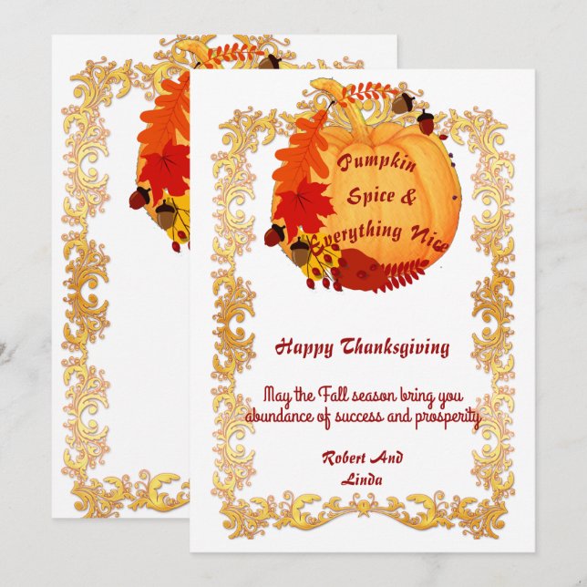 Witty Quote Orange Fall Pumpkin Spice Gold Frame (Front/Back)