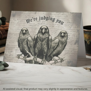 Witty Sepia Dark Academia Raven Art Card