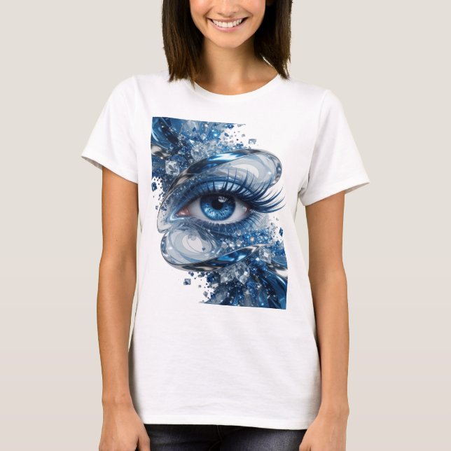 Witty Silver BLUE EYES Quote Design T-Shirt (Front)