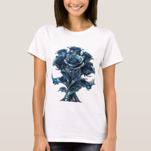 Witty Silver BLUE ROSES Graphic Tee