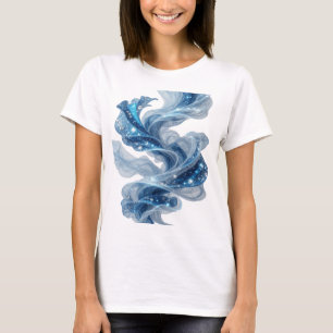 Witty Silver BLUE STARS IN SPACE 3D Text Art T-Shirt