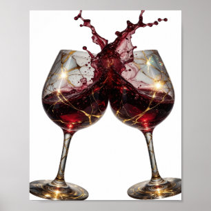 Witty Silver CHEERS TO GOOD HEALTH 3D Text Art Poster