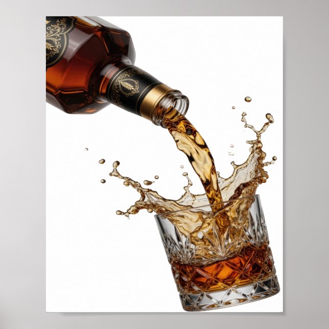 Witty Silver WHISKY POURING INTO GLASS Poster (Front)