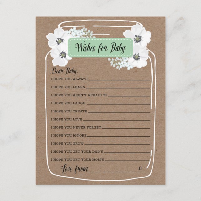 Wives for Baby Mason Jar Baby shower Carte de jeu (Devant)