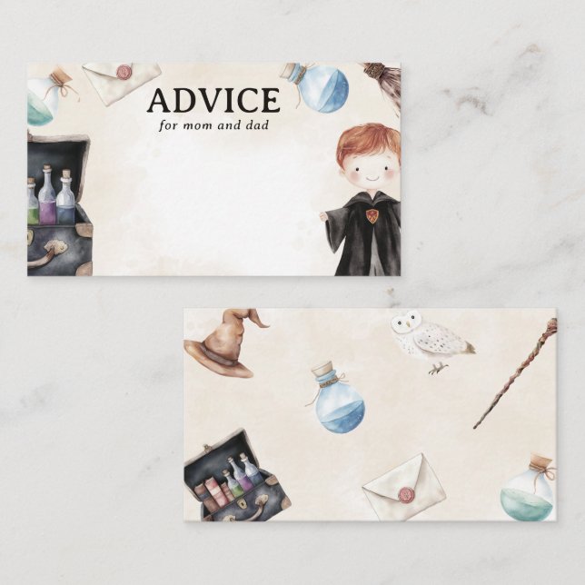 Wizard Advice for Mom and Dad Baby Shower Enclosure Card (Front/Back)