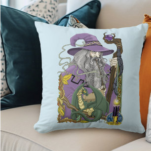 Wizard and Dragon  Throw Pillow