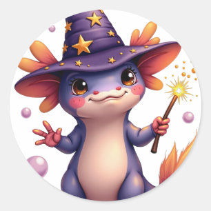 Wizard Axolotl Classic Round Sticker
