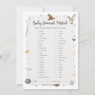 Wizard Baby Shower Baby Animal Match Game Invitation