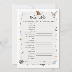 Wizard Baby Shower Baby Babble Word Scramble Game Invitation