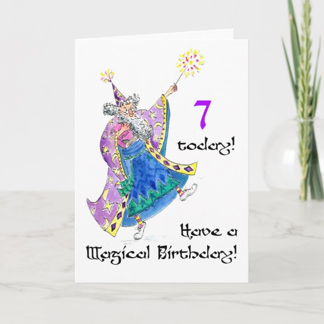 'Wizard' Birthday Card for a 7-year-old (Front)