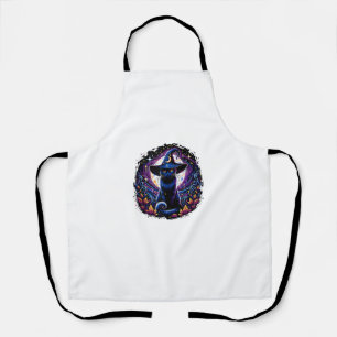 Wizard Black Cat Halloween Mystical Magical Witch  Apron
