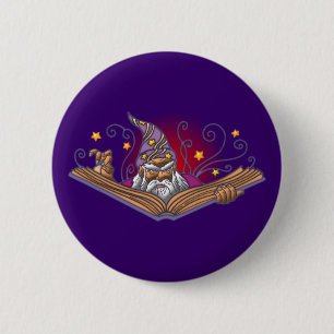 wizard book Grimoire wizard sorcerer warlock 2 Inch Round Button