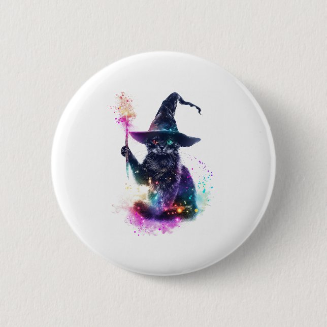 Wizard Cat Magic 2 Inch Round Button (Front)