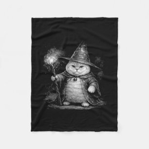 Wizard cat magic fantasy funny vintage tabby meme  fleece blanket