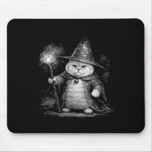 Wizard cat magic fantasy funny vintage tabby meme mouse pad