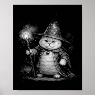 Wizard Cat Magic Fantasy Funny Vintage Tabby Meme Poster