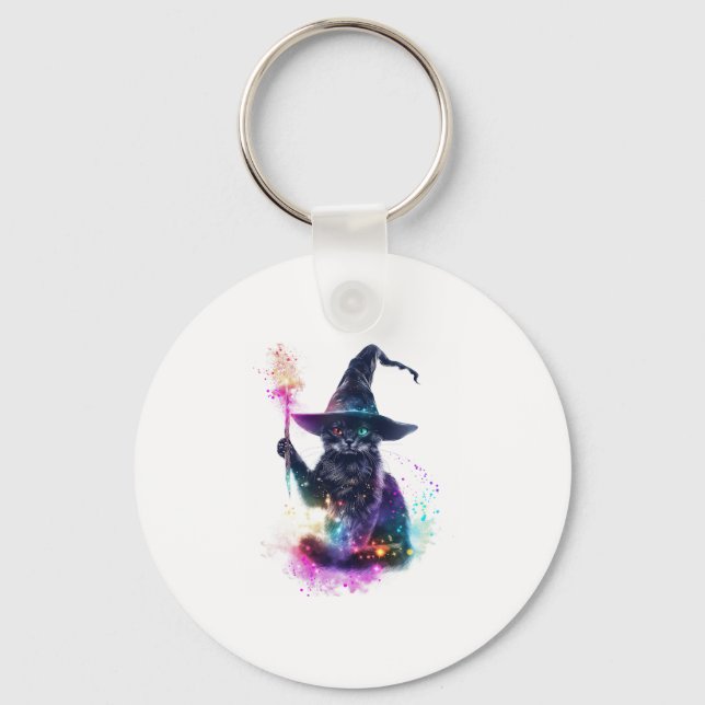 Wizard Cat Magic Keychain (Front)