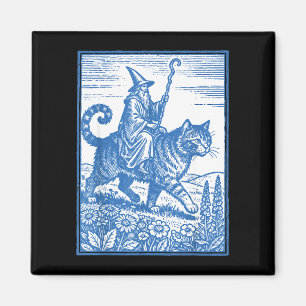 Wizard cat rider funny cute meme magnet