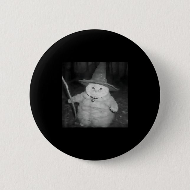 Wizard Cat Weird Funny Halloween Cat Meme  2 Inch Round Button (Front)