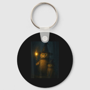 Wizard Cat Weird Funny Halloween Cat Meme  Keychain