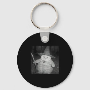 Wizard Cat Weird Funny Halloween Cat Meme Keychain