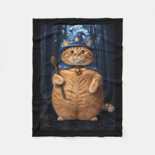 Wizard Cat Witch Funny Halloween Men Women Kid Cut Fleece Blanket