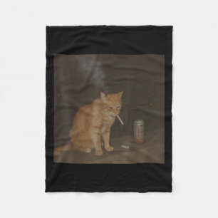 Wizard Cigarette Kitten Funny Smoking Cat Meme Bra Fleece Blanket