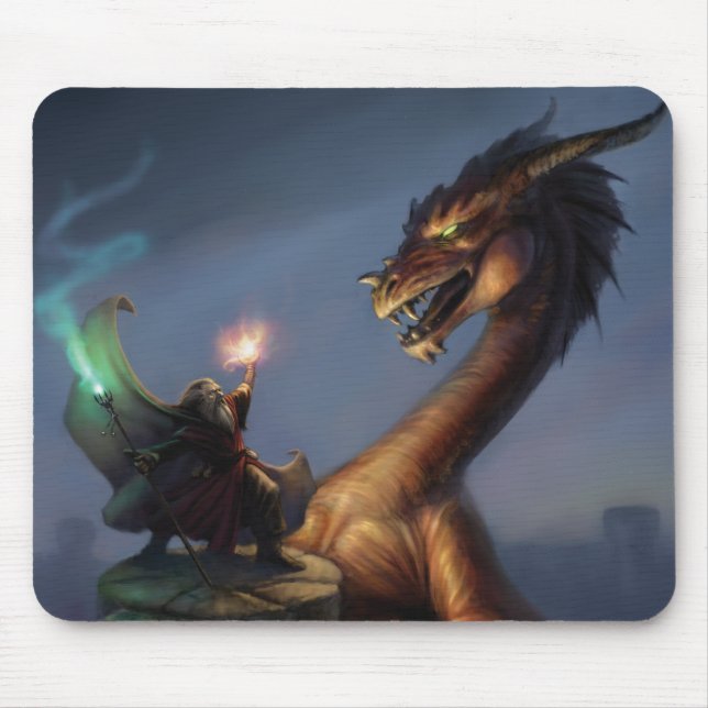 Wizard Defence - Dragon & wizard Mouse Pad (Front)