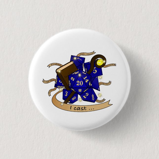 Wizard Dice Design 1 Inch Round Button (Front)