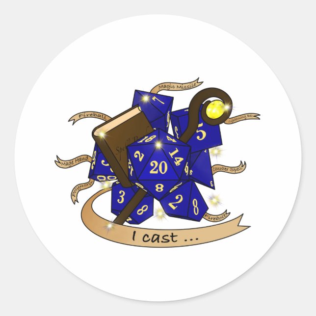 Wizard Dice Design Classic Round Sticker (Front)