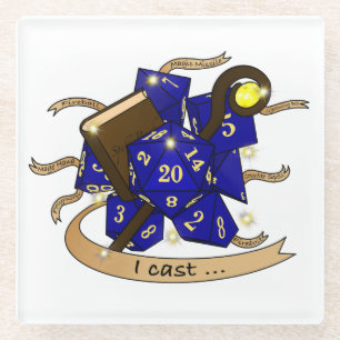 Wizard Dice Design Glass Coaster