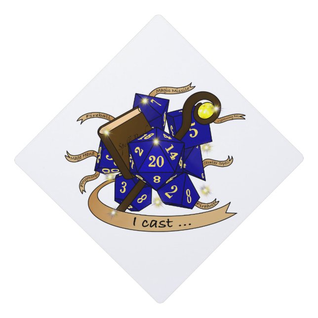 Wizard Dice Design Graduation Cap Topper (Front)