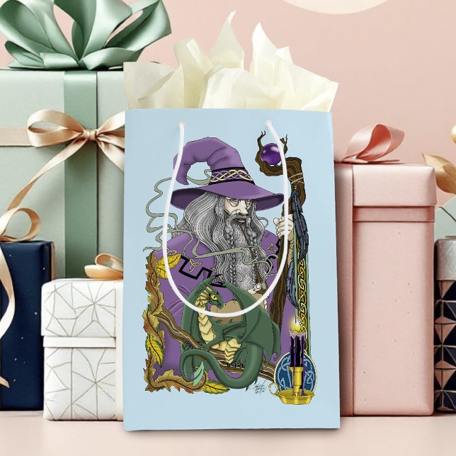 Wizard Dragon Fantasy Purple Medium Gift Bag (Creator Uploaded)