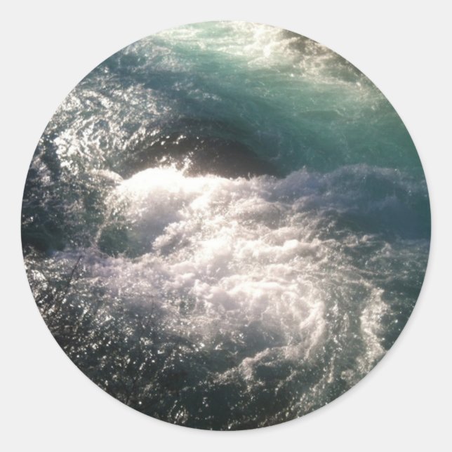 Wizard Falls on the Metolius River Classic Round Sticker (Front)