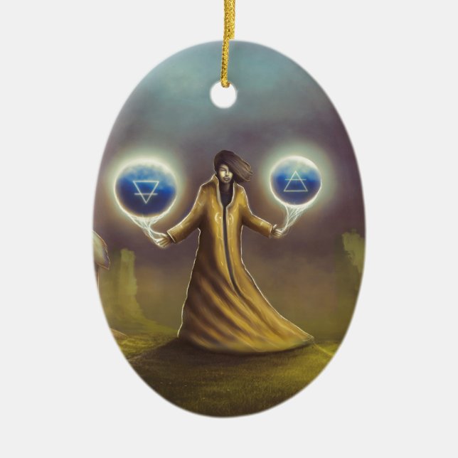 wizard fantasy magic ceramic ornament (Front)