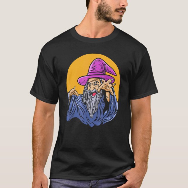 Wizard Fantasy Magician Spell Caster Sorcerer Summ T-Shirt (Front)