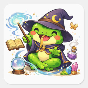 Wizard Frog Fantasy Illustration Square Sticker